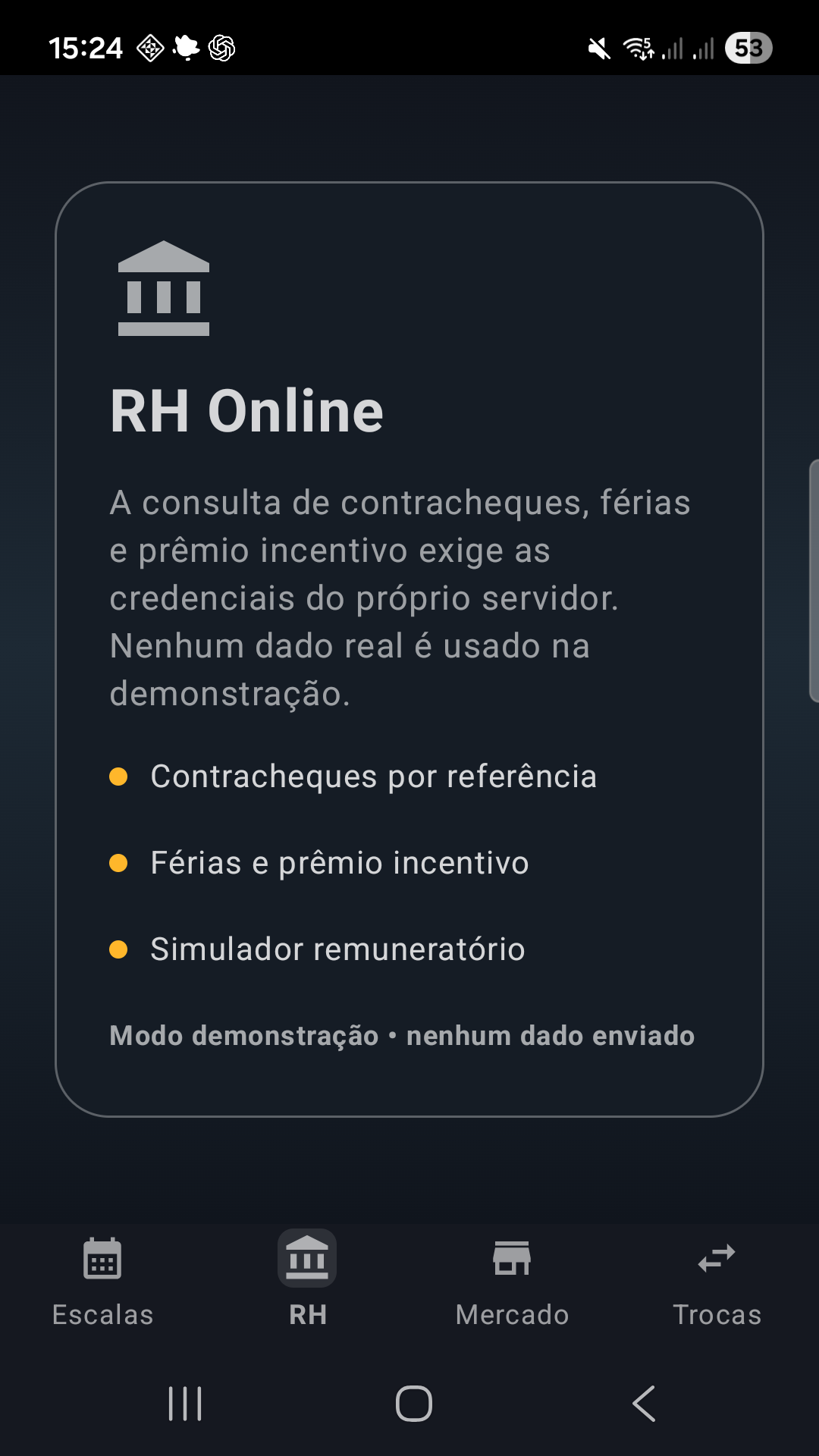 Prévia segura do módulo RH