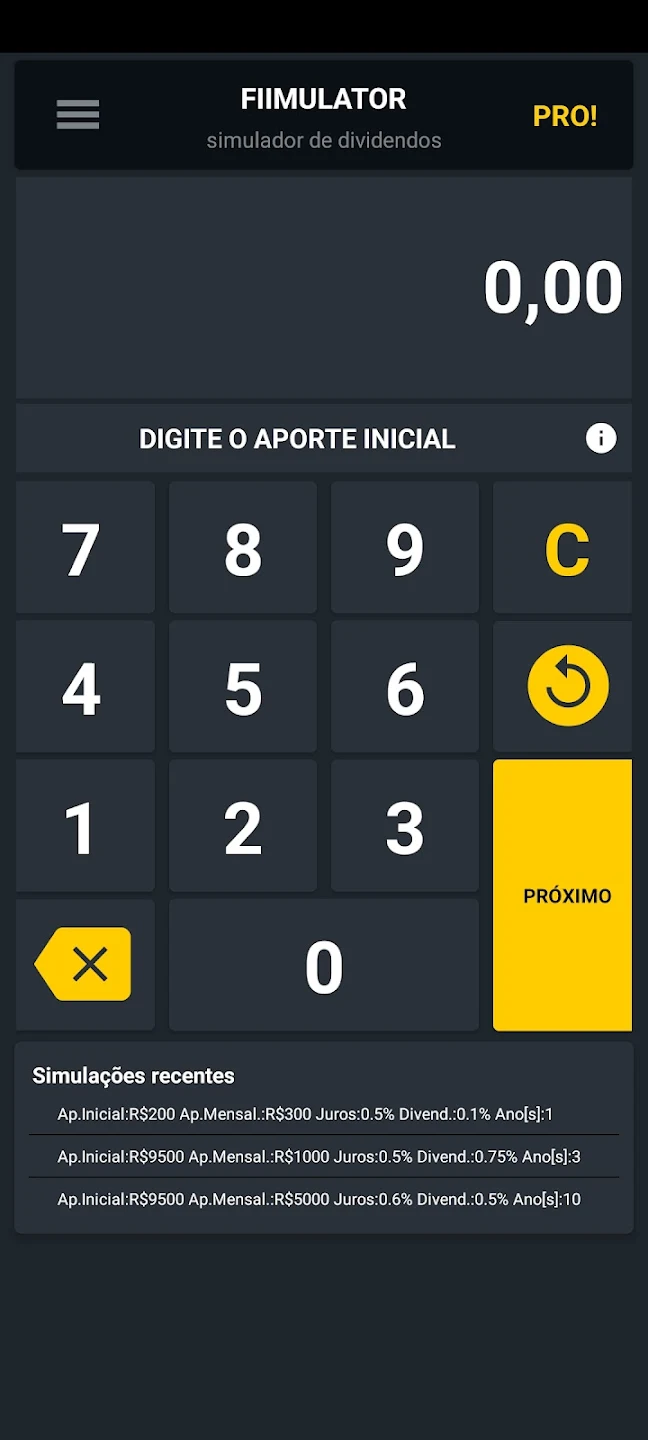 Tela inicial